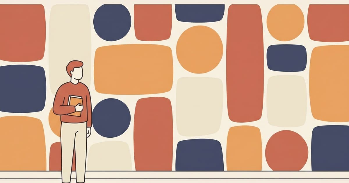 Flat illustration of an author facing an abstract wall of social platform tiles