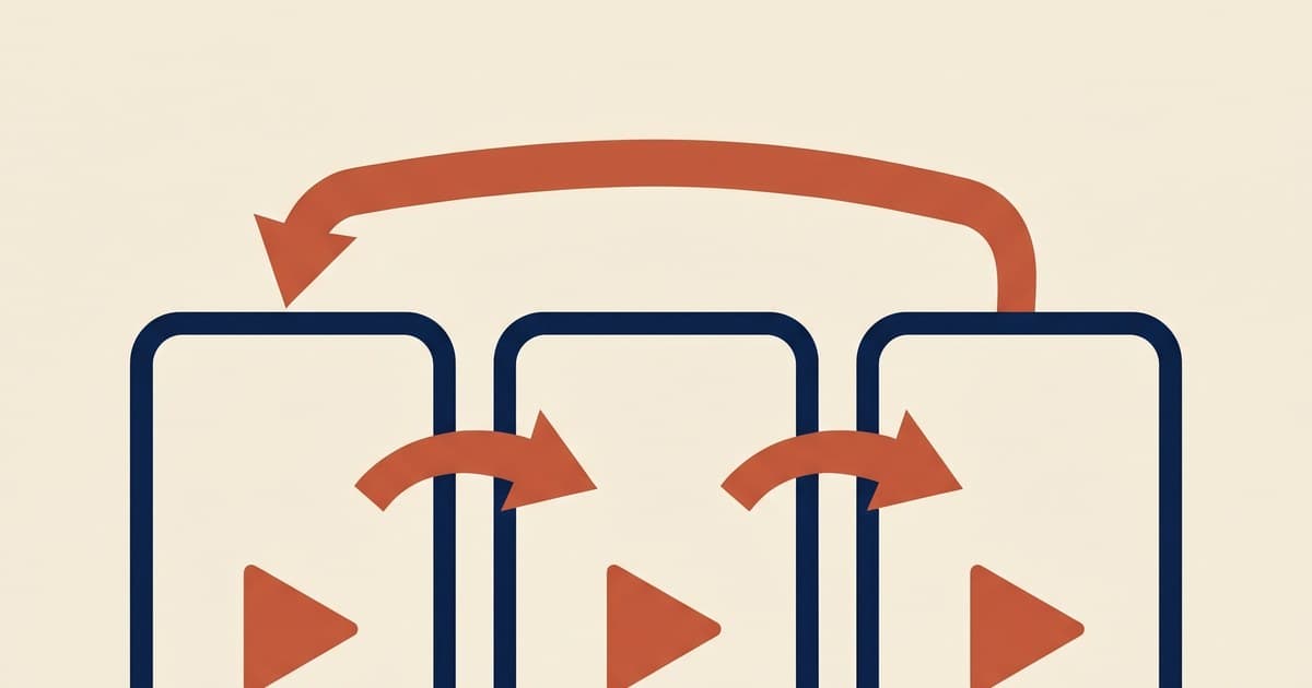 Flat illustration of three vertical phones side-by-side showing cross-platform short-form video