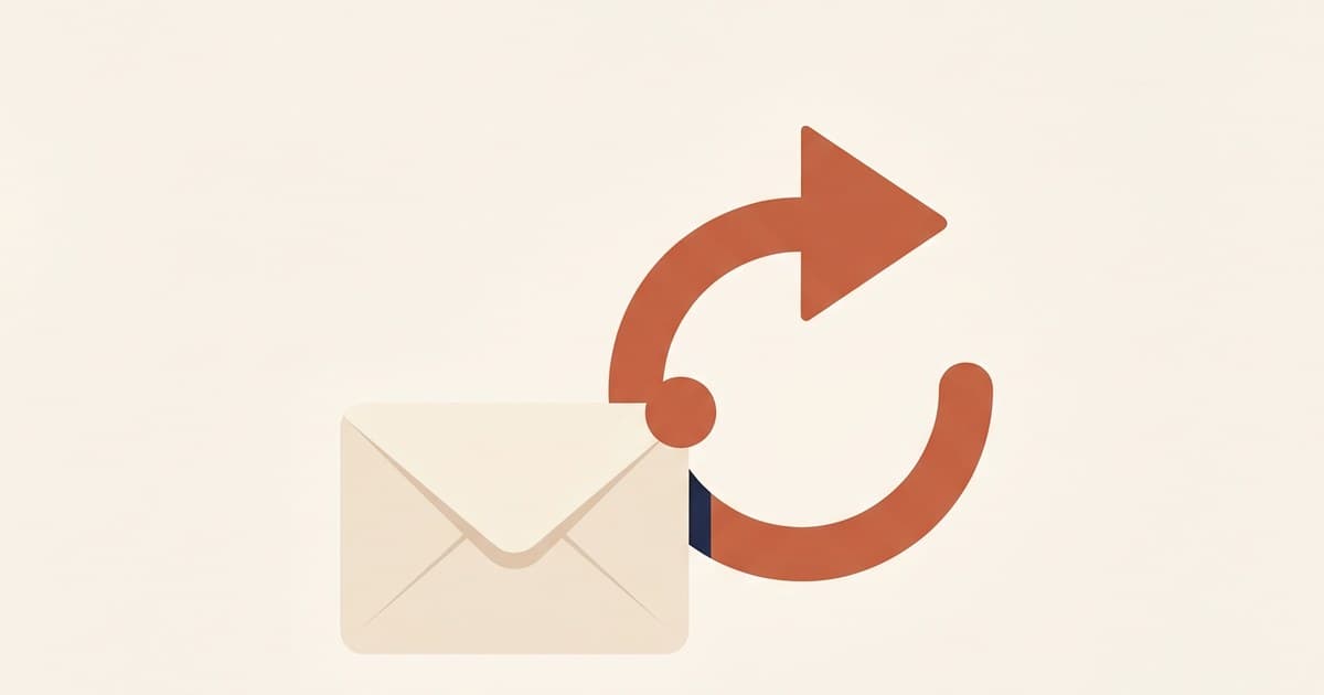 Flat illustration of an alert-dotted envelope next to a retry-loop arrow